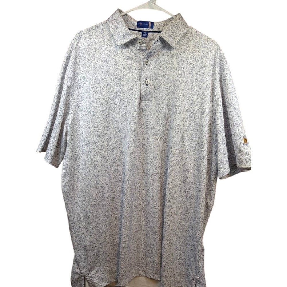 Stitch Golf Polo Shirt Mens XL Blue White Geometric Print Short Sleeve Peru